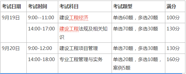 一级建造师考试时间