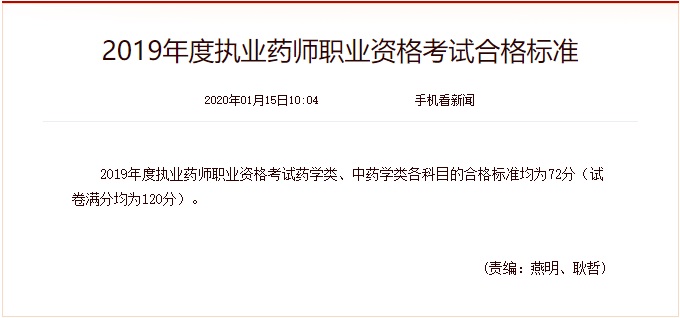 2020年贵州执业药师成绩查询入口：中国人事考试网